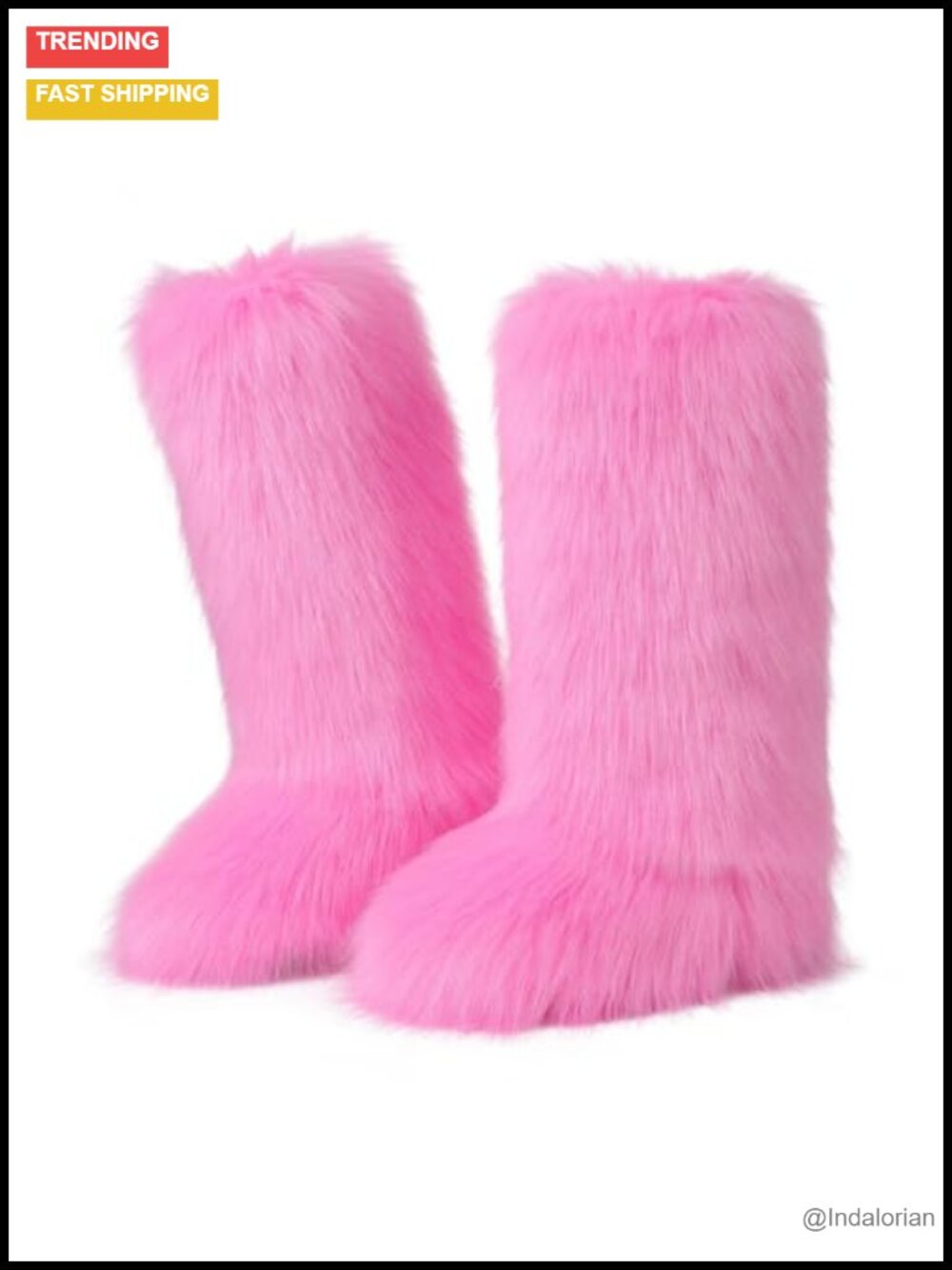 Fuzzy Faux Fur Knee High Winter Snow Boots Round Toe Slip On